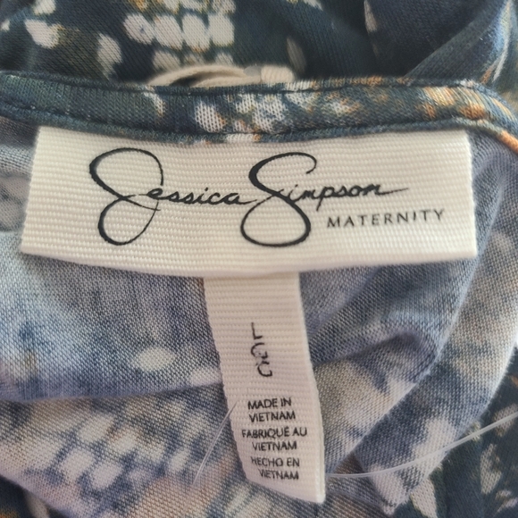 Jessica Simpson maternity maxi long sleeve dress size SMALL nwt blue floral - Picture 6 of 8